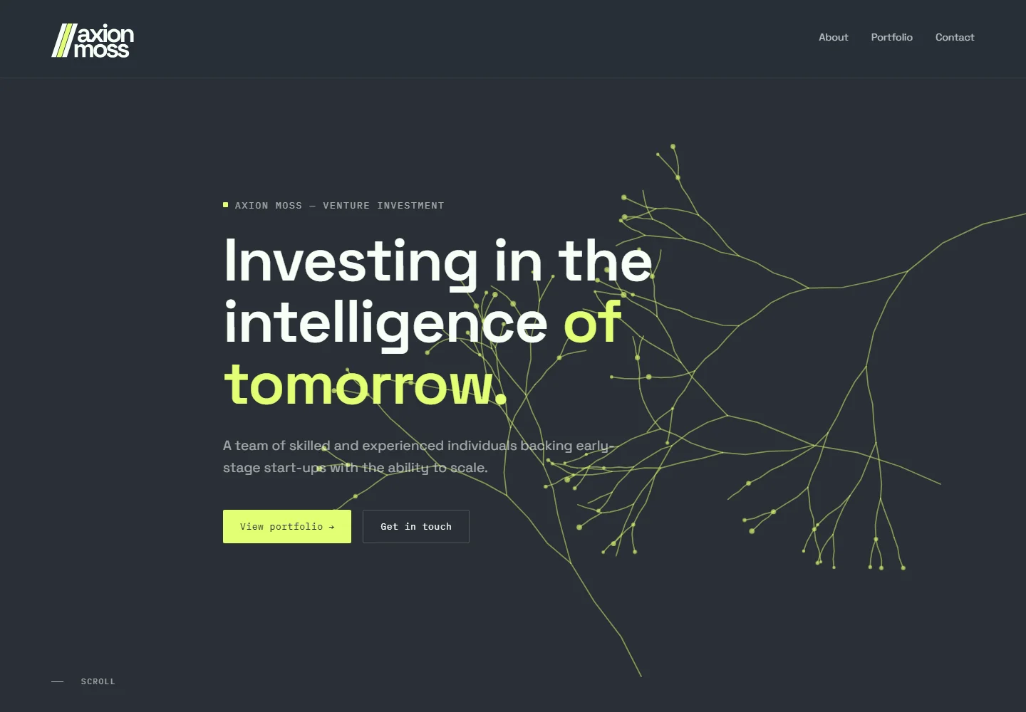 Axion Moss website: Investing in the intelligence of tomorrow
